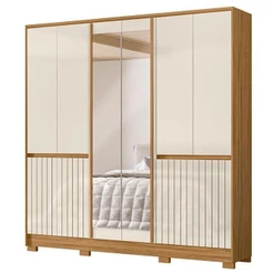 Guarda Roupa Casal Alasca 10 Portas Freijó Off White Com Espelho - Moval