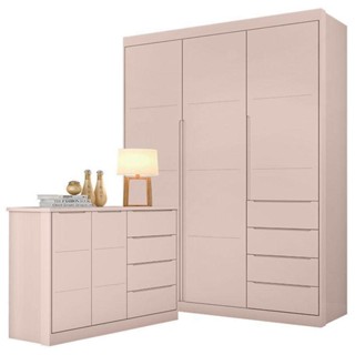 Cômoda E Guarda Roupa Infantil Blenda Rosa Acetinado - Phoenix Baby em Oferta na Shopee