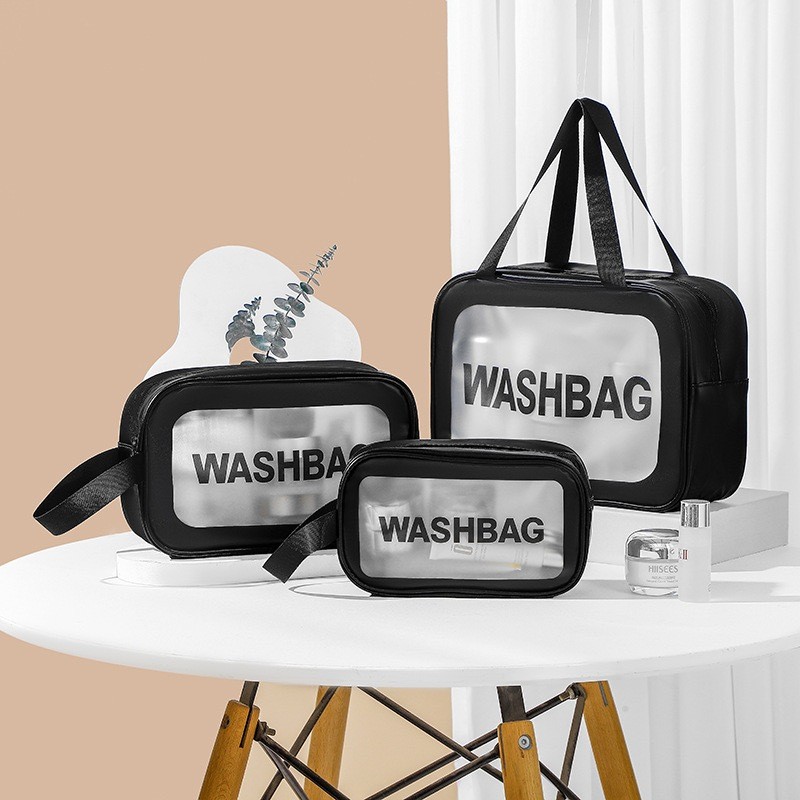 Imagem KIT 3 Necessaire Bolsa Portátil Transparente Para Viagem Cosméticos Produtos De Higiene Pessoal-Q3