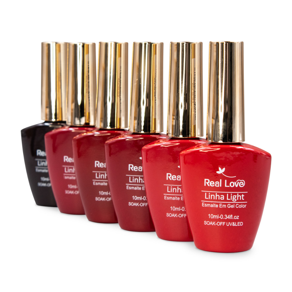 Kit com 6 Esmaltes em Tons de Vermelho 10 ml - Real Love em Oferta na Shopee