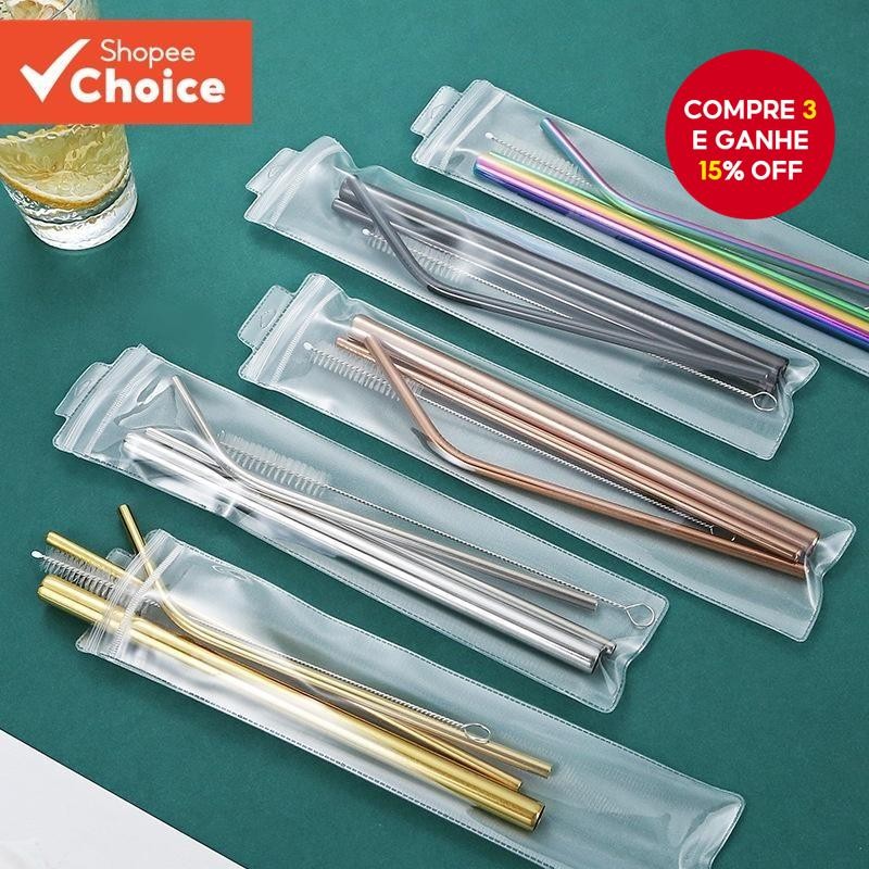 Conjunto De Canudos De Aço Inoxidável Bebendo De Metal Retos 5 Unidades/Curva Reutilizável...