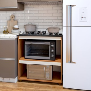 Balcão para Cooktop 5 Bocas 2 Nichos para Forno Turim Nature/Off White em Oferta na Shopee