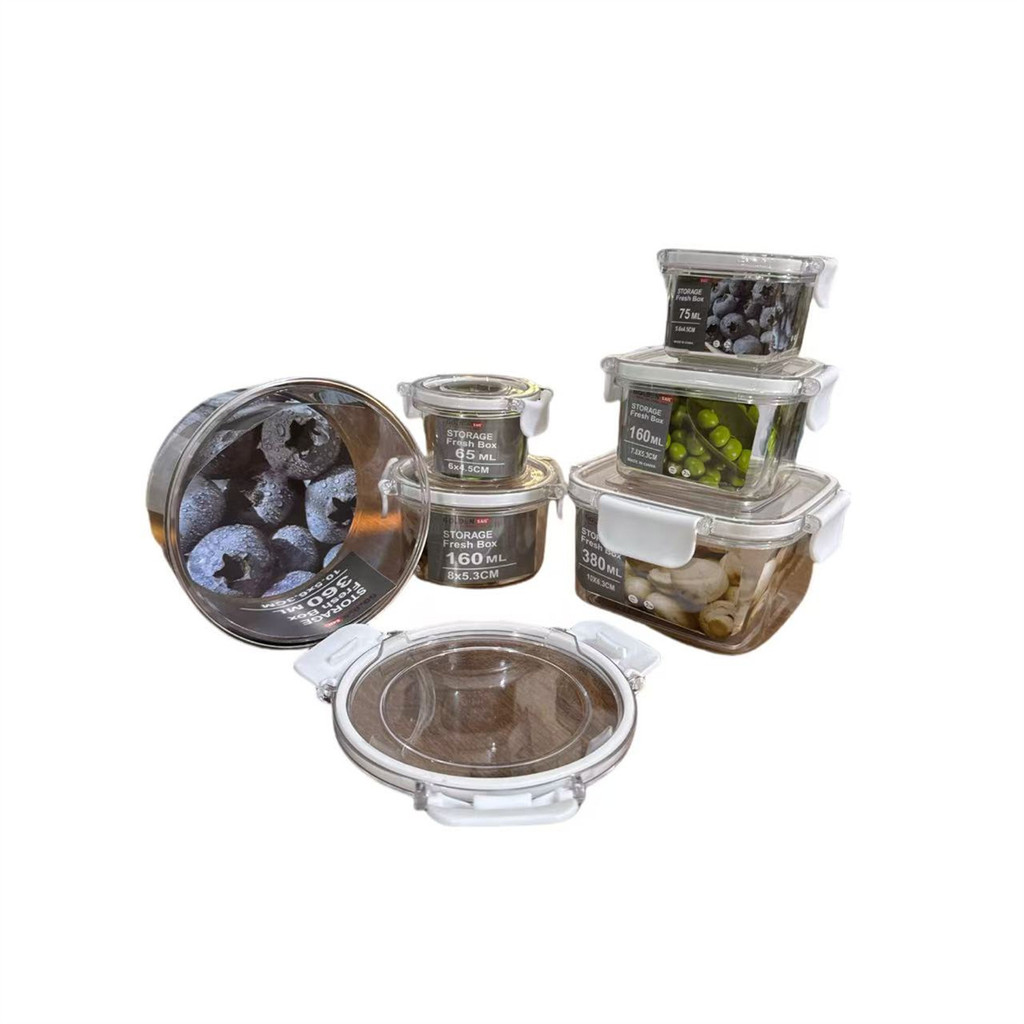 Kit 3 Mini Potes Pote Hermético Acrílico Organizador de Geladeira Tampa Alta Vedação em Silicone