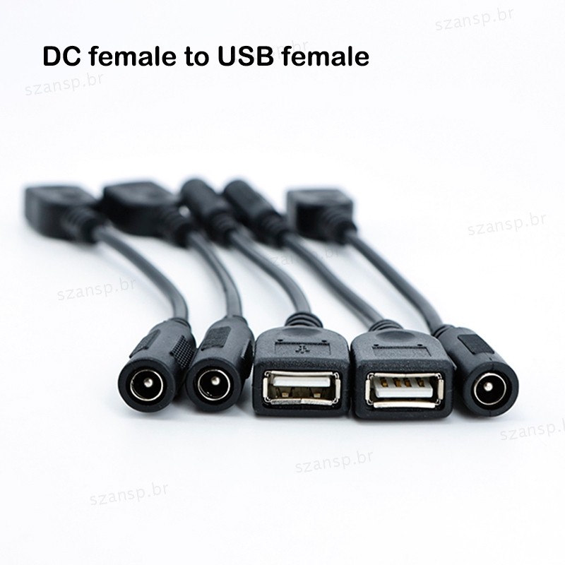 Conversor Fêmea USB 2.0 De 10cm Para DC 5.5x2.1mm Cabo 5521 Conector De Alimentação 5.5x2.1 Adaptador 5V De Carregamento