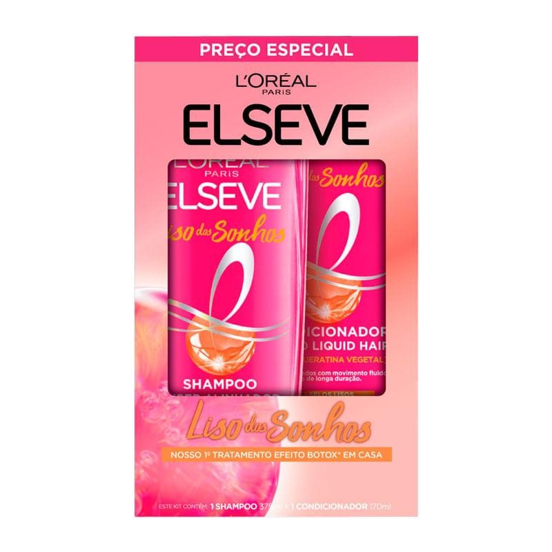 Kit Shampoo Elseve Liso dos Sonhos Super Alinhador 375ml + Condicionador Elseve Liso dos Sonhos Efeito Liquid Hair 170ml em Oferta na Shopee
