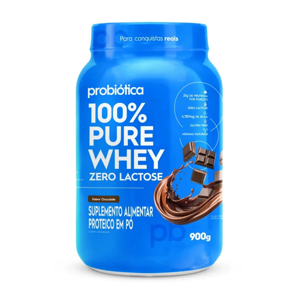 100% Pure Whey Zero Lactose Pote 900g Probiotica - Health
