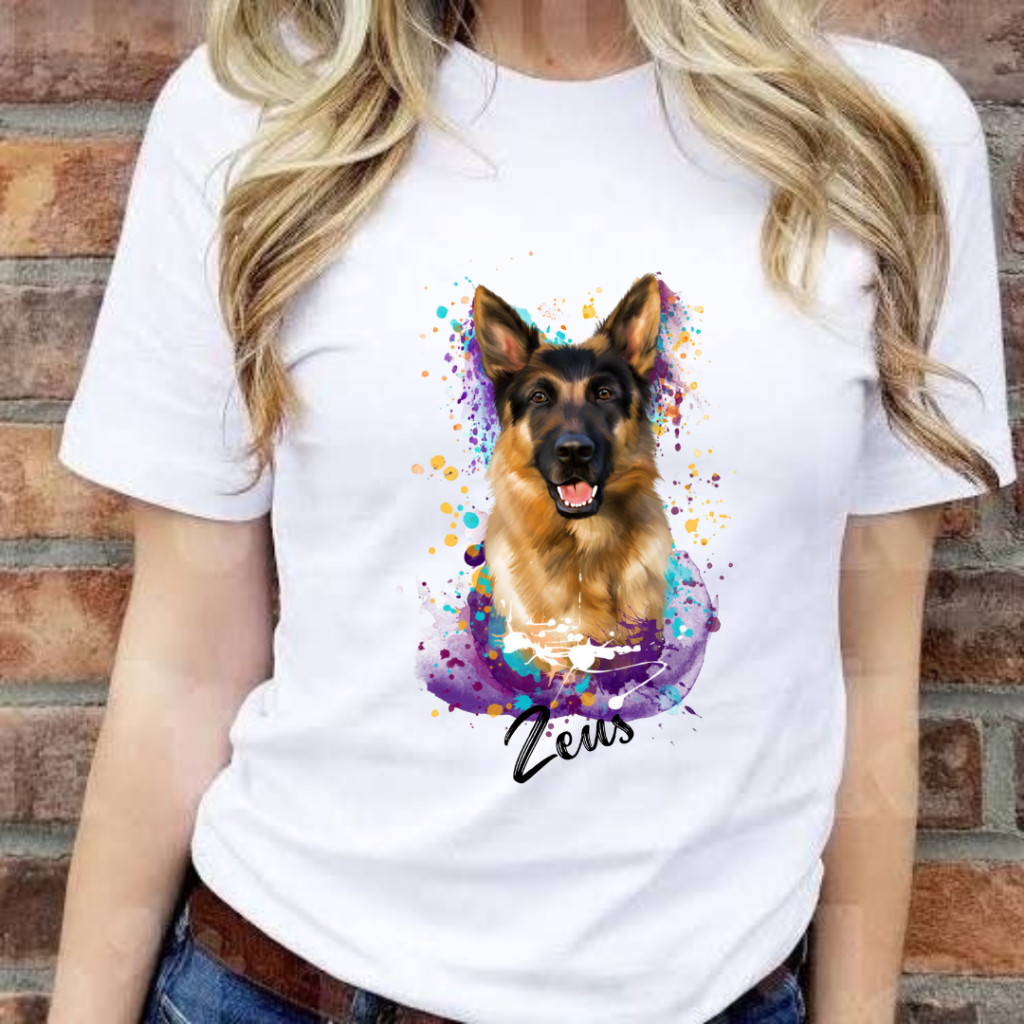 Camiseta T-shirt 30.1 T-shirt BabyLook Cachorro Raça Pastor Alemão com nome personalizado Envio Imediato