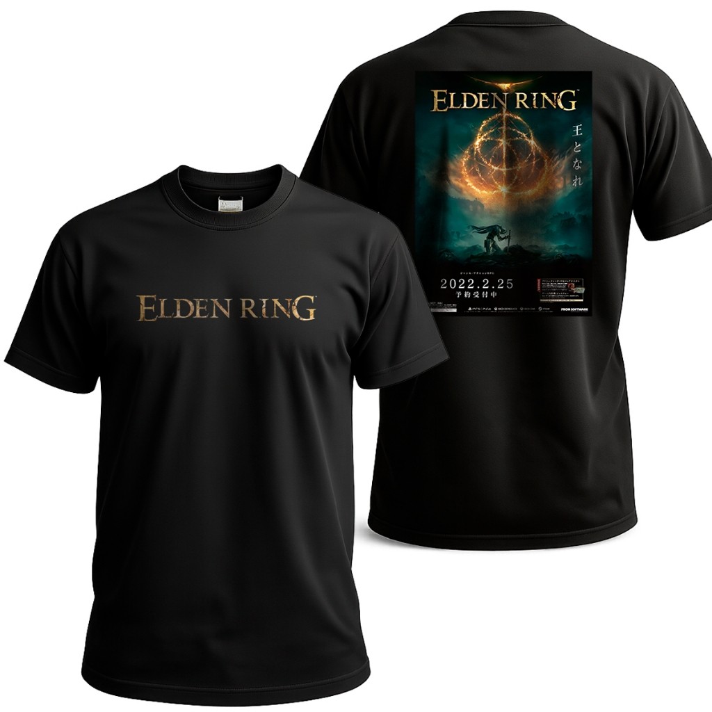 Camiseta Reset Out Elden Ring Gamer Estampa Exclusiva Preto Souls Like Dark Fantasy