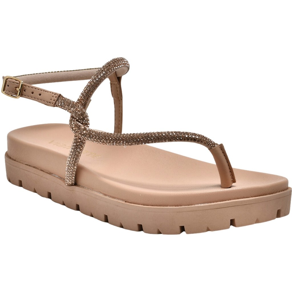 Sandália Papete Flatform Strass Tendência Moda Verão 102-008 Via Marte
