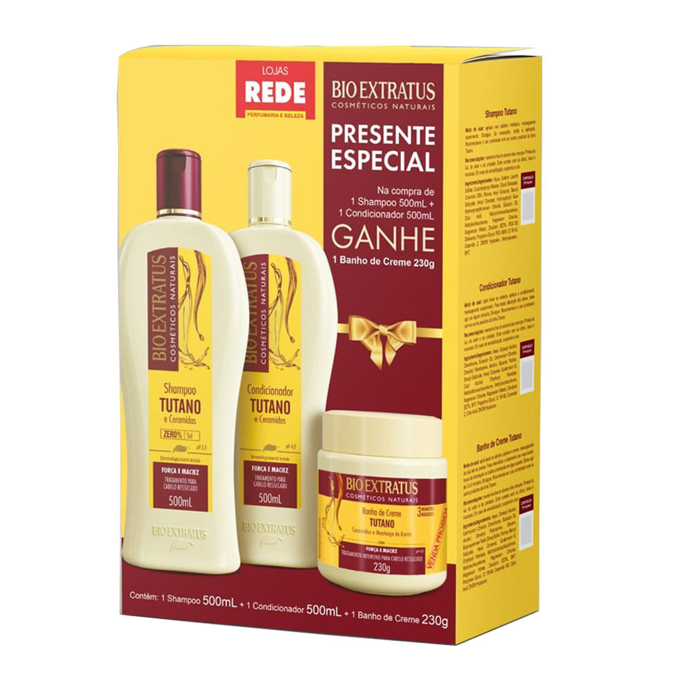 Kit Bio Extratus Tutano Shampoo 500ml + Condicionador 500ml + Creme De Tratamento 230g - Beauty