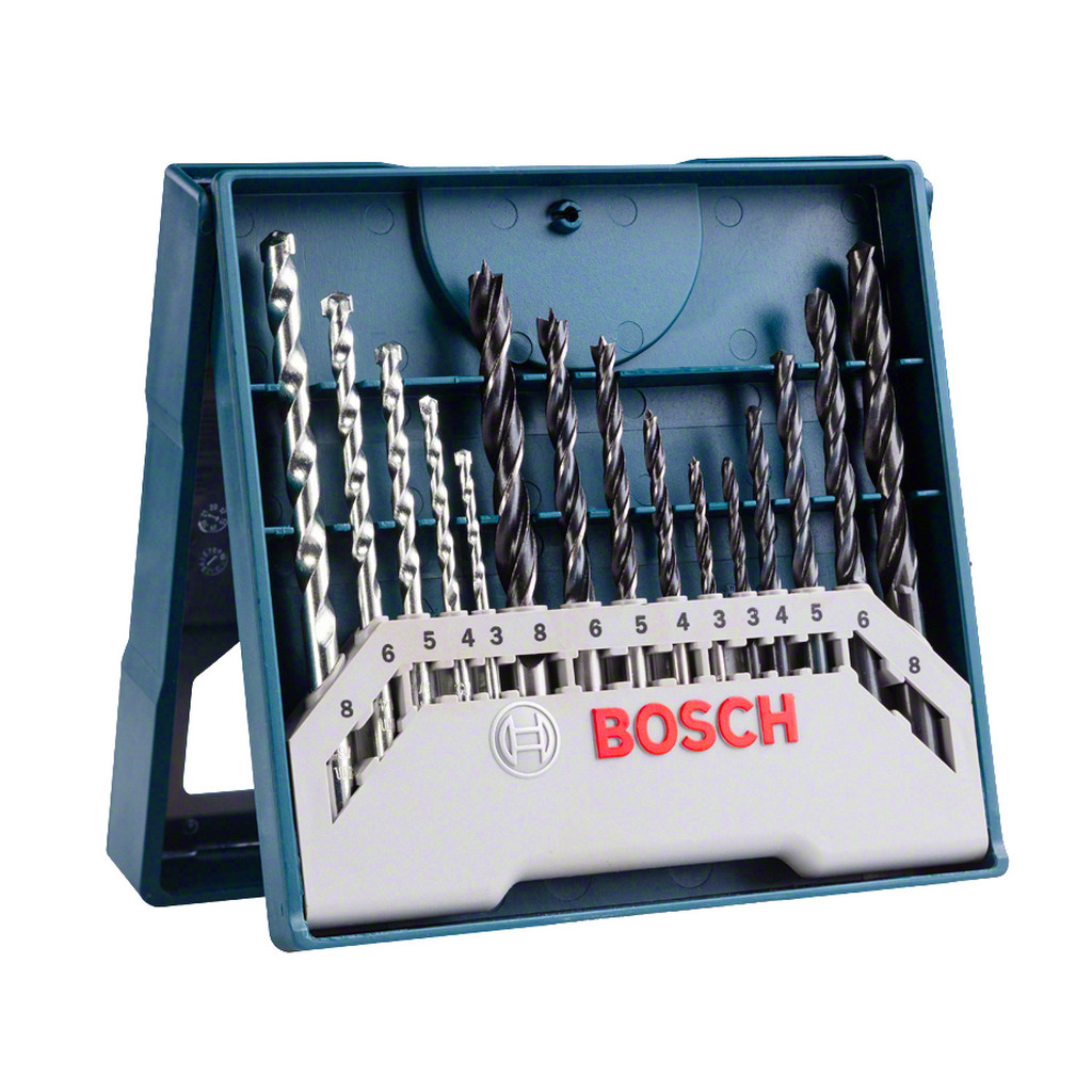 Kit Brocas 3 a 8mm Bosch Concreto, Madeira e Metal Mini X-Line com 15 Peças em Oferta na Shopee