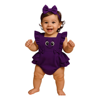 Body Jardineira Romper Roxo Com Estampa Roupa Bebê Fantasia Com Lacinho Body em Oferta na Shopee
