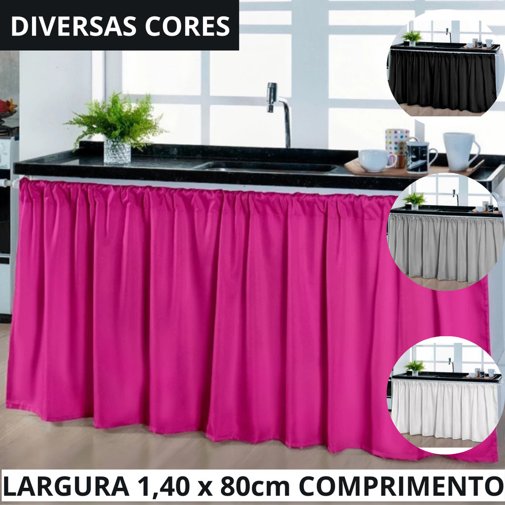 Cortina De Pia Armário Cozinha Moderna Elegante 140 x80cm Decoração Balcão Poliéster Barato Promoção em Oferta na Shopee