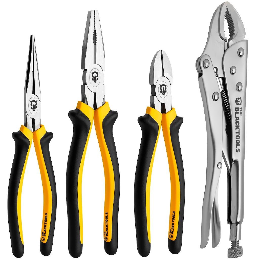 Alicate Universal Bico Corte E Pressão Kit Jogo De 4 Peças The Black Tools em Oferta na Shopee