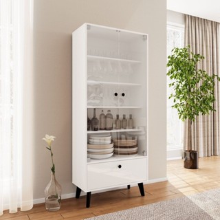 Cristaleira 2 Portas de Vidro 1 Gaveta Londres Branco em Oferta na Shopee