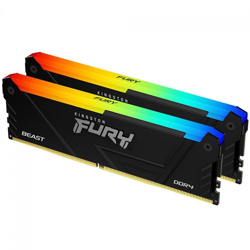 Memória DDR4 Kingston Fury Beast RGB, 16GB (2x8GB), 3200MHz, Preto, KF432C16BB2AK2/16 em Oferta na Shopee