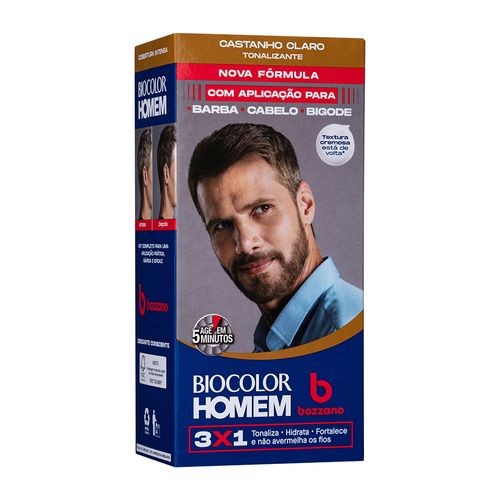 Tonalizante de Cabelo Biocolor Homem Bozzano Castanho Claro em Oferta na Shopee