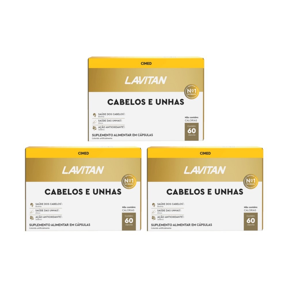 Kit 3 Suplemento Lavitan Cabelos E Unhas 60 Cápsulas - Cimed