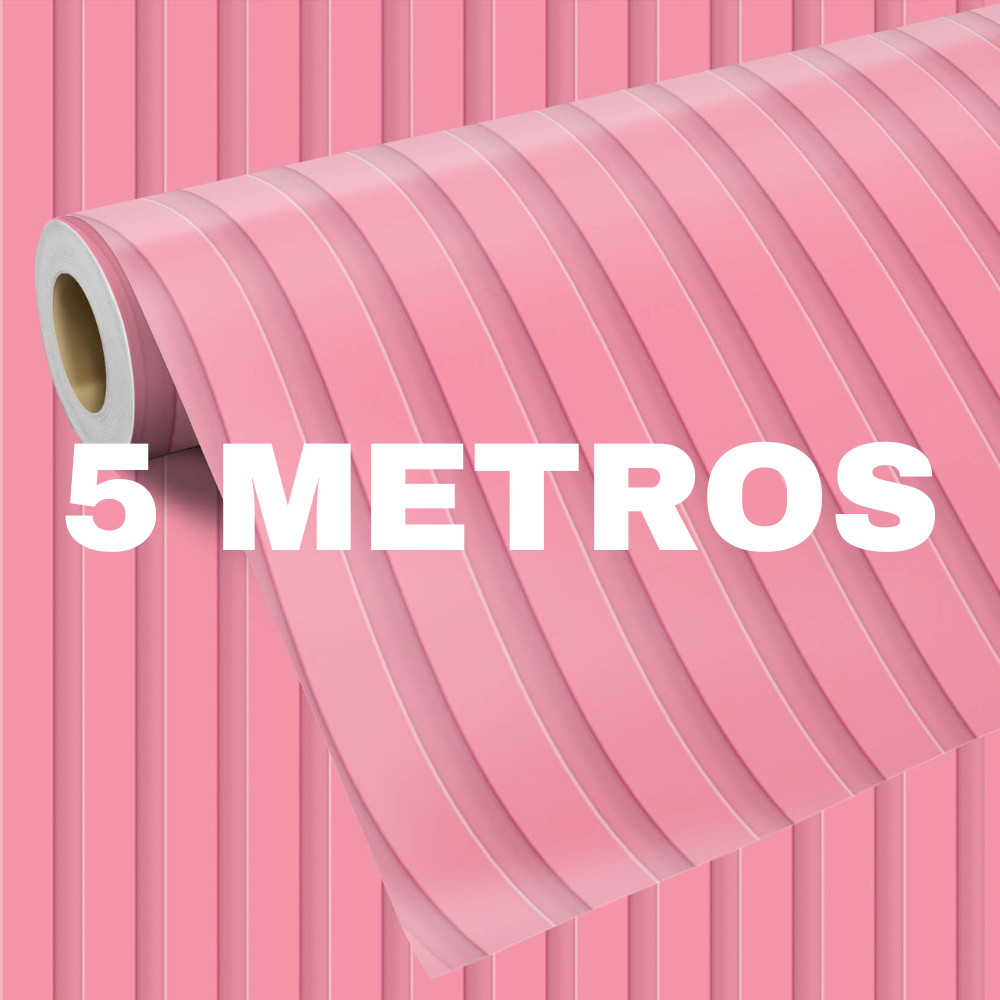 Papel de Parede Adesivo Ripado Madeira Rosa Madeirado 3D Rolo de 5 Metros Lavável