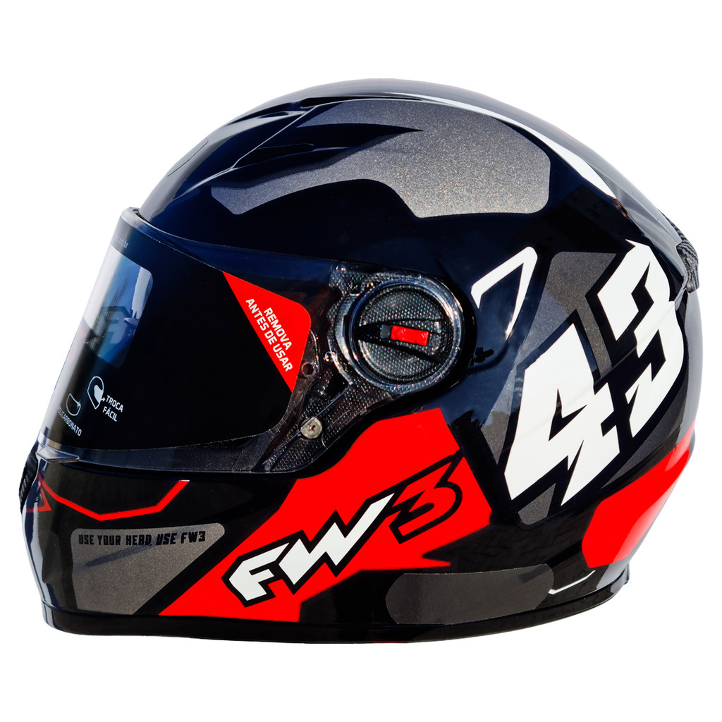 Capacete Fw3 Gtx 43 Grafite Fechado Com Oculos Interno