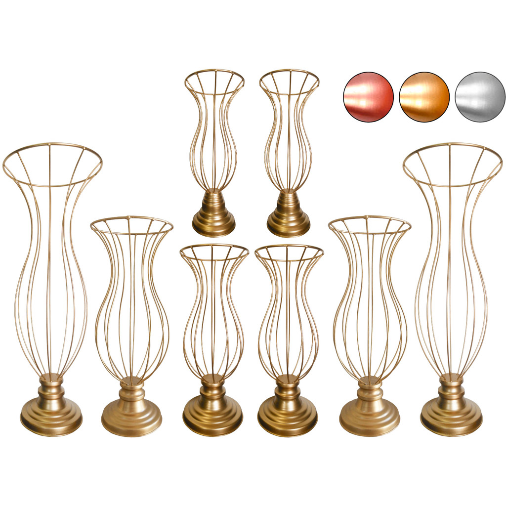 8 Vaso Dourado Armação 60cm 45cm 40cm e 35cm Aramados Ânforas Decoração De Mesa Festa