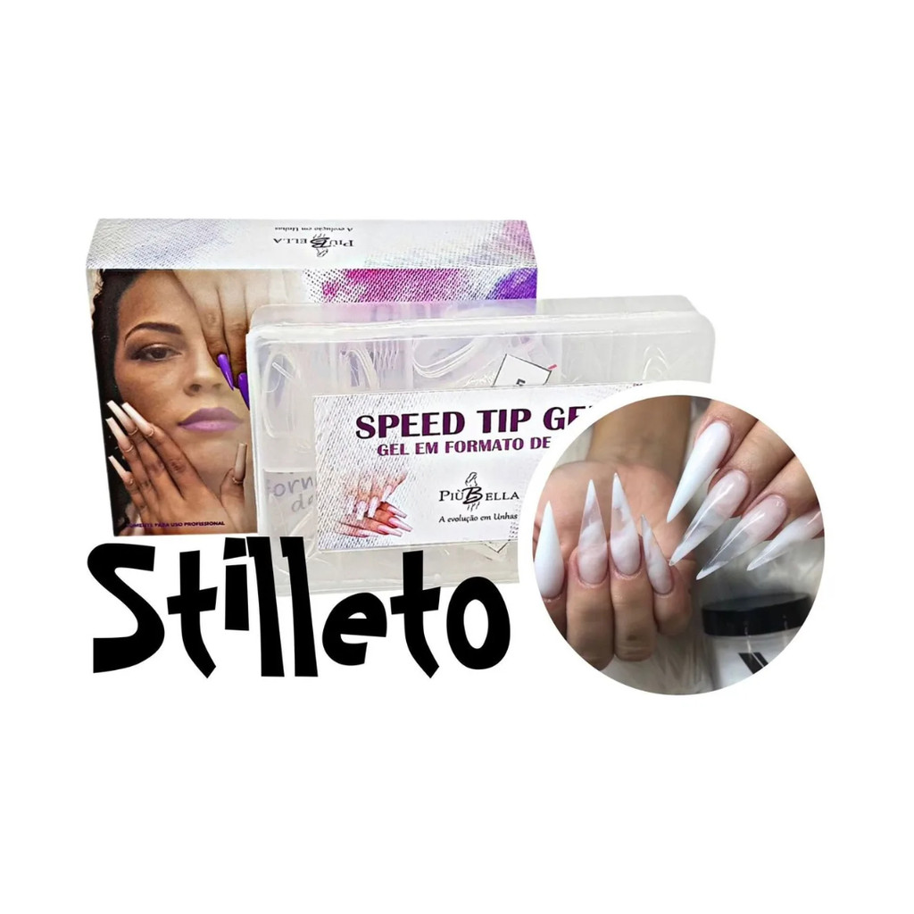 Gel Em Formato De Tip Unhas Speed Tip Gel Stilleto Piu Bella