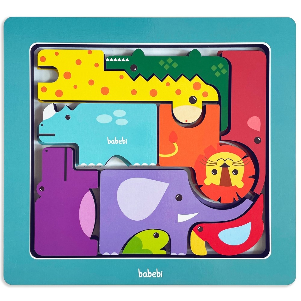 QUEBRA CABEÇA MONTE E EMPILHE SAFARI BABEBI JOGO ANIMAIS BICHO 9 PEÇAS CAIXA MADEIRA REFLORESTADA em Oferta na Shopee