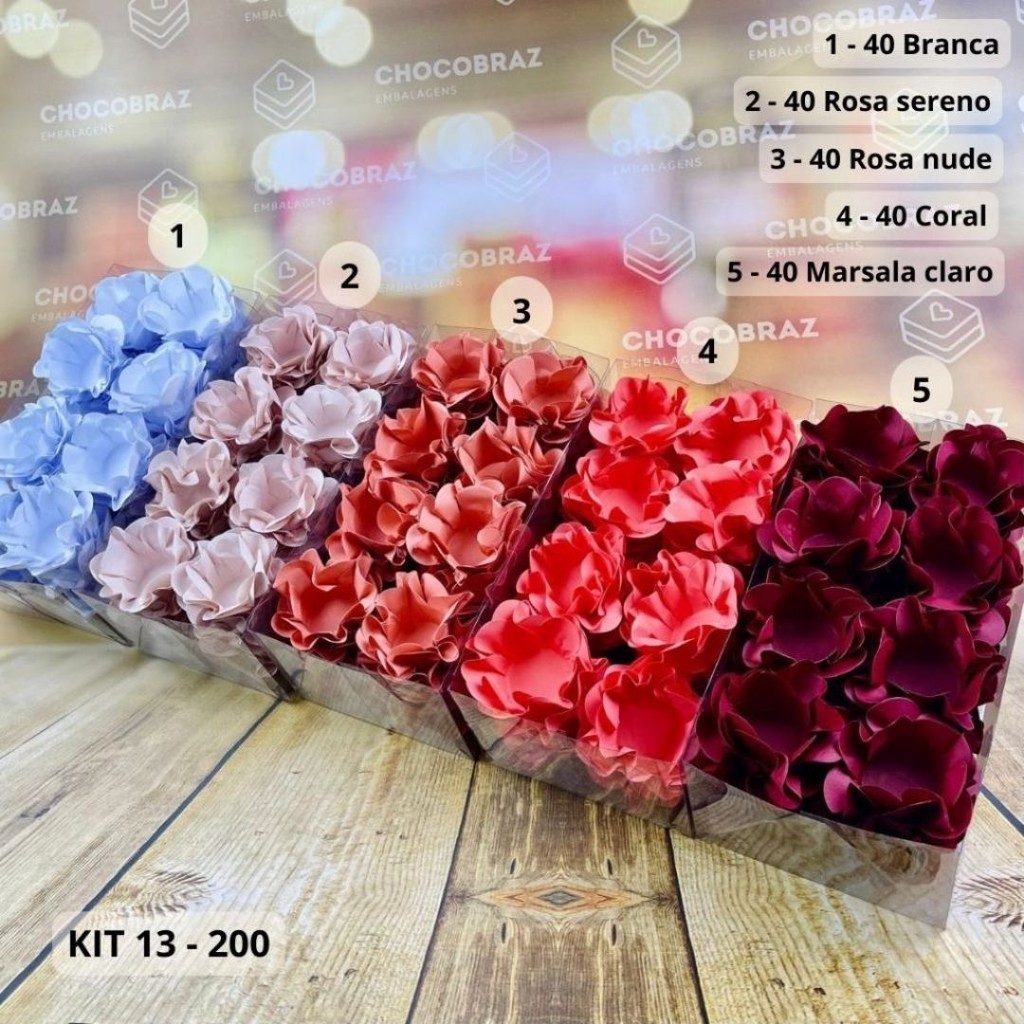 KIT 200 Forminhas De Doces Festa 5 Cores ROSA NUDE + ROSA SERENO + BRANCO + CORAL	 + MARSALA CL em Oferta na Shopee