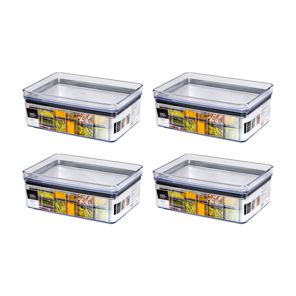 Kit 4 Potes Herméticos Empilháveis Porta Frios Geladeira Organizador Multiuso 770ml Lumini
