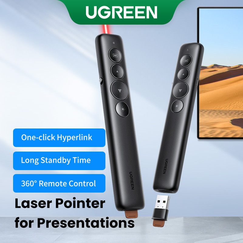 Apresentação UGREEN Wireless Apresentador Apontador Laser Clicker Remoto Powerpoint USB 2.4GHz Caneta PPT Para Janela em Oferta na Shopee