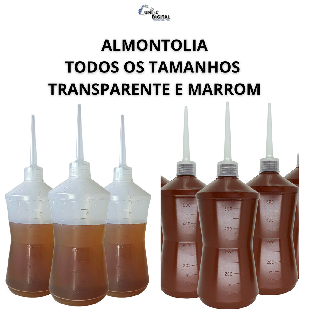 Almotolia Pisseta Plástica Bico Reto Frasco de 125 a 500ml escolha a cor