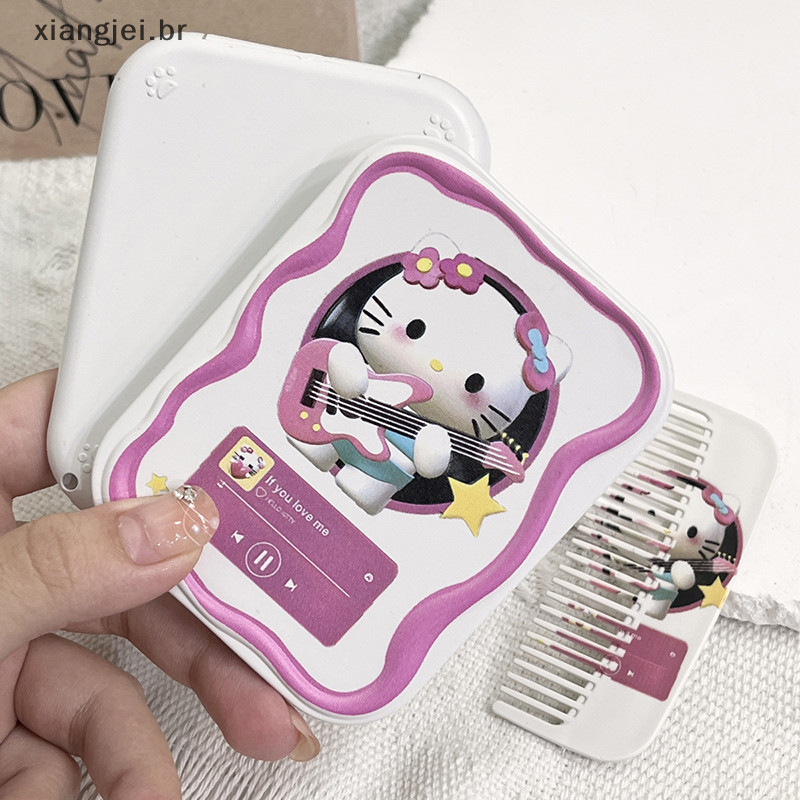 xiangjei Sanrio Hello Kitty Mini Espelho De Maquiagem Dobrável Com Pente Portátil Fofo Para Mulheres BR