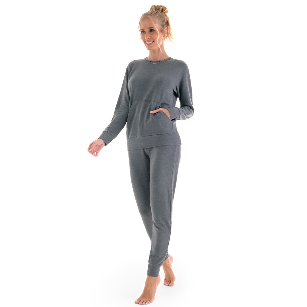 Conjunto Loungewear Moletinho com Punhos Mescla - Women Clothes