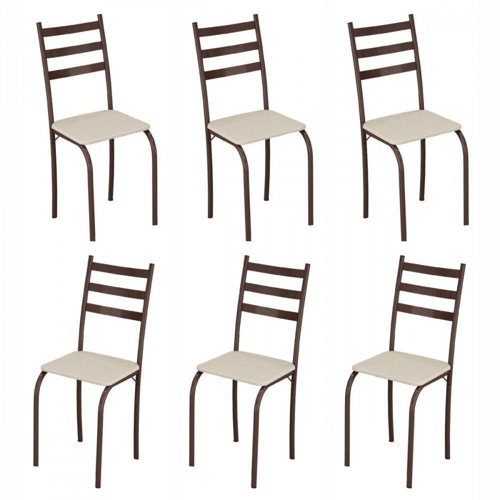 Conjunto Com 6 Cadeiras Marabá Marrom Assento Creme Teixeira Marrom Com Creme em Oferta na Shopee