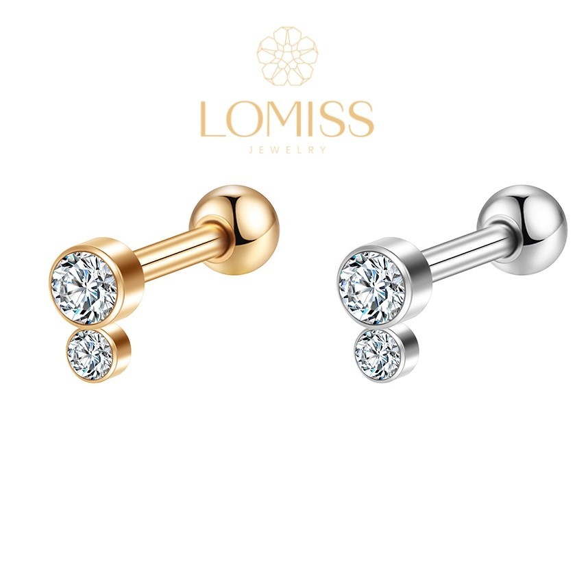 Lomiss Piercing Orelha Helix Tragus Conch Minibarbell Aço Cirúrgico 2 Zircônia Cravada em Oferta na Shopee