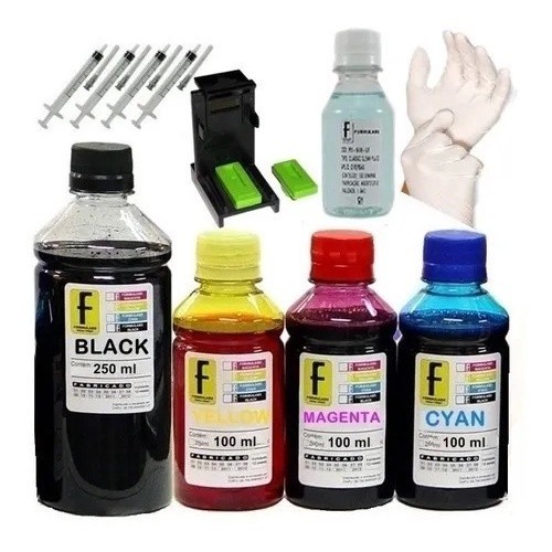 650ml Kit Tinta Recarga Cartucho 667 667xl Compatível com Impressora HP 2776 2376 6476 + Snap