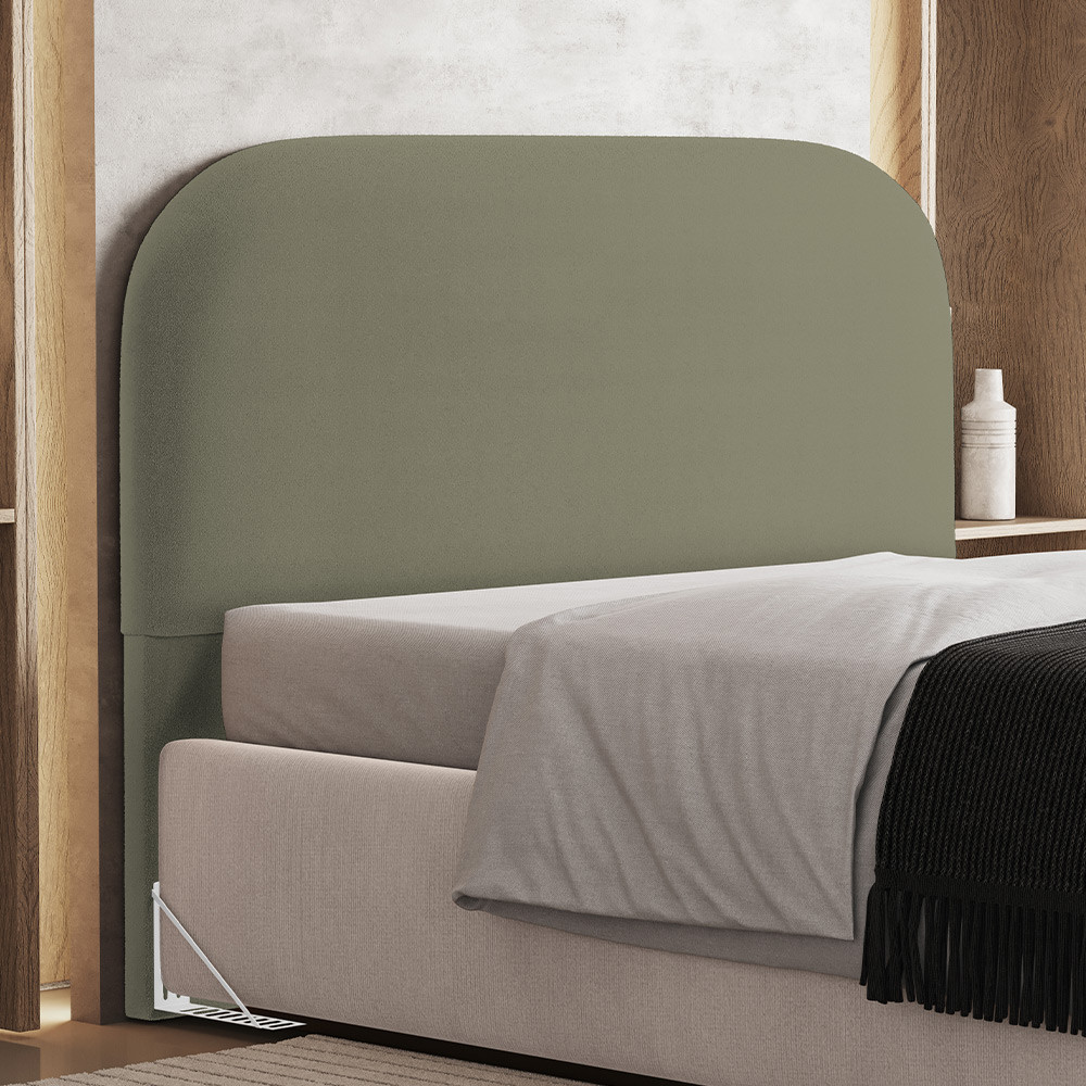 Cabeceira Cama Box Queen 160cm Orgânica Lanna W01 Bouclê Oliva - Lyam Decor