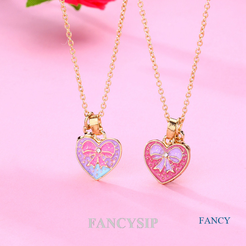 2pcs/Set Pink Blue Heart Butterfly Melhor Colar De Amigos Corrente Bff Amizade Jóias Presentes