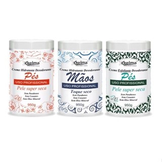 Kit Manicure Pedicure Cremes Kelma Mãos Pés Esfoliante 950g em Oferta na Shopee