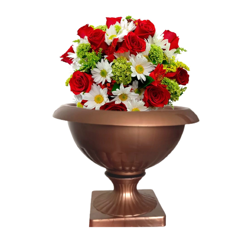 Vaso BRONZE Decoração Taça Baixa Hera Cor:Bronze