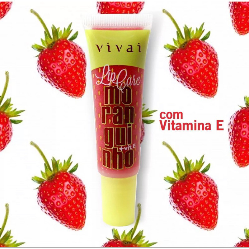Gloss Hidratante Labial Moranguinho Lip Care Vivai - Maquiagem Morango