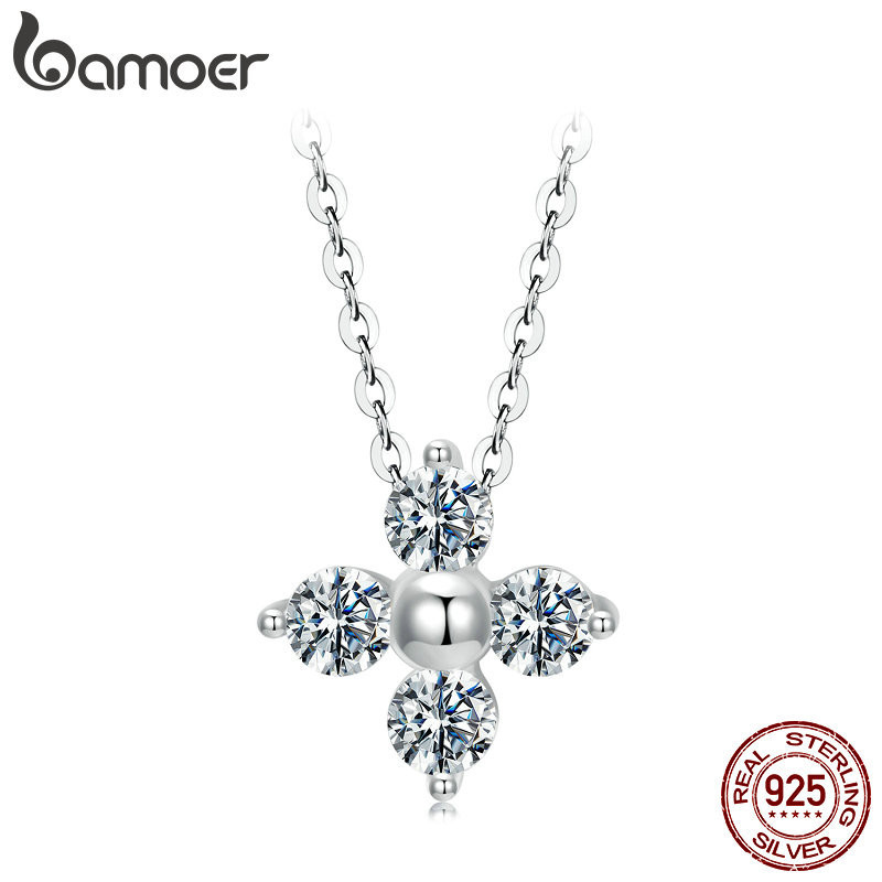 Colar De Fita De Quatro Folhas De Trevo Moissanita Bamoer 925 Sterling Presentes Para Mulheres em Oferta na Shopee