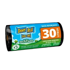 Saco Para Lixo 30L Dover Roll Super Forte Reciclado Preto 20Un