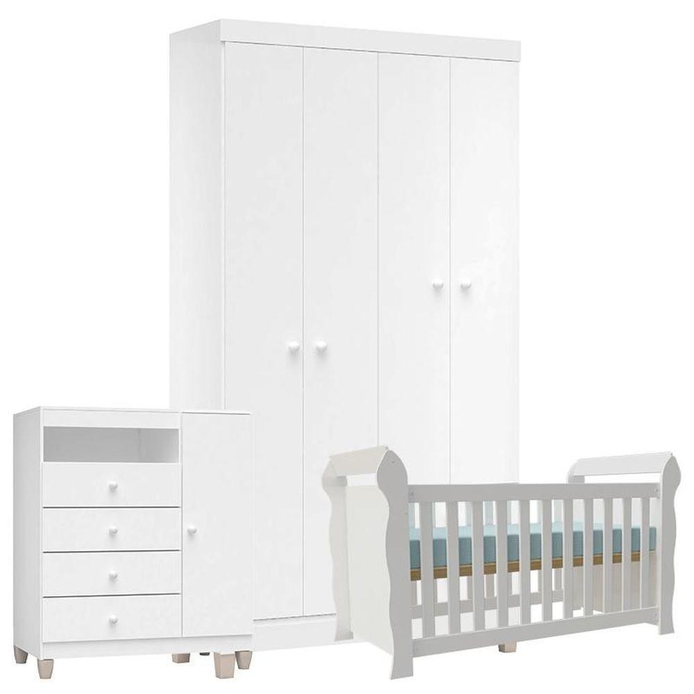 Quarto De Bebê 4 Portas Ternura Baby Com Berço Lara Branco Brilho - Incorplac em Oferta na Shopee