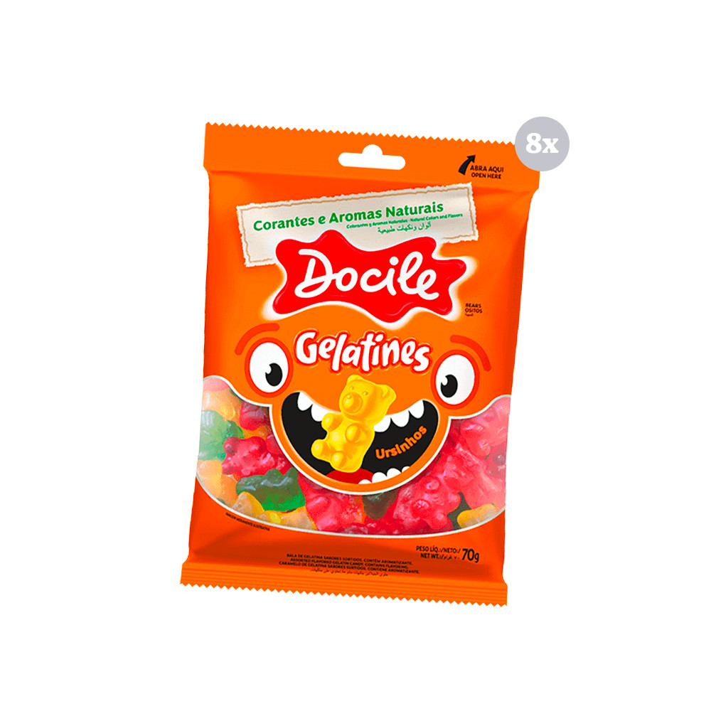 Kit com 8 Pct Gelatines Ursinhos Naturais 70G Bala Docile em Oferta na Shopee