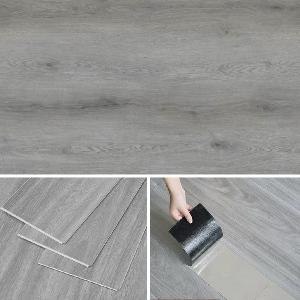 Piso Vinílico Autocolante Cor: Cinza Escuro Placa Adesiva Régua Madeira Cx 5m²