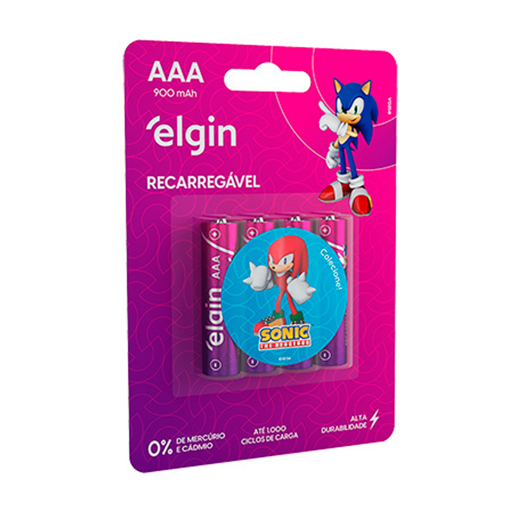 Pilha Recarregável Aaa Elgin 1000Mah Cartela 4 Unidades Kit