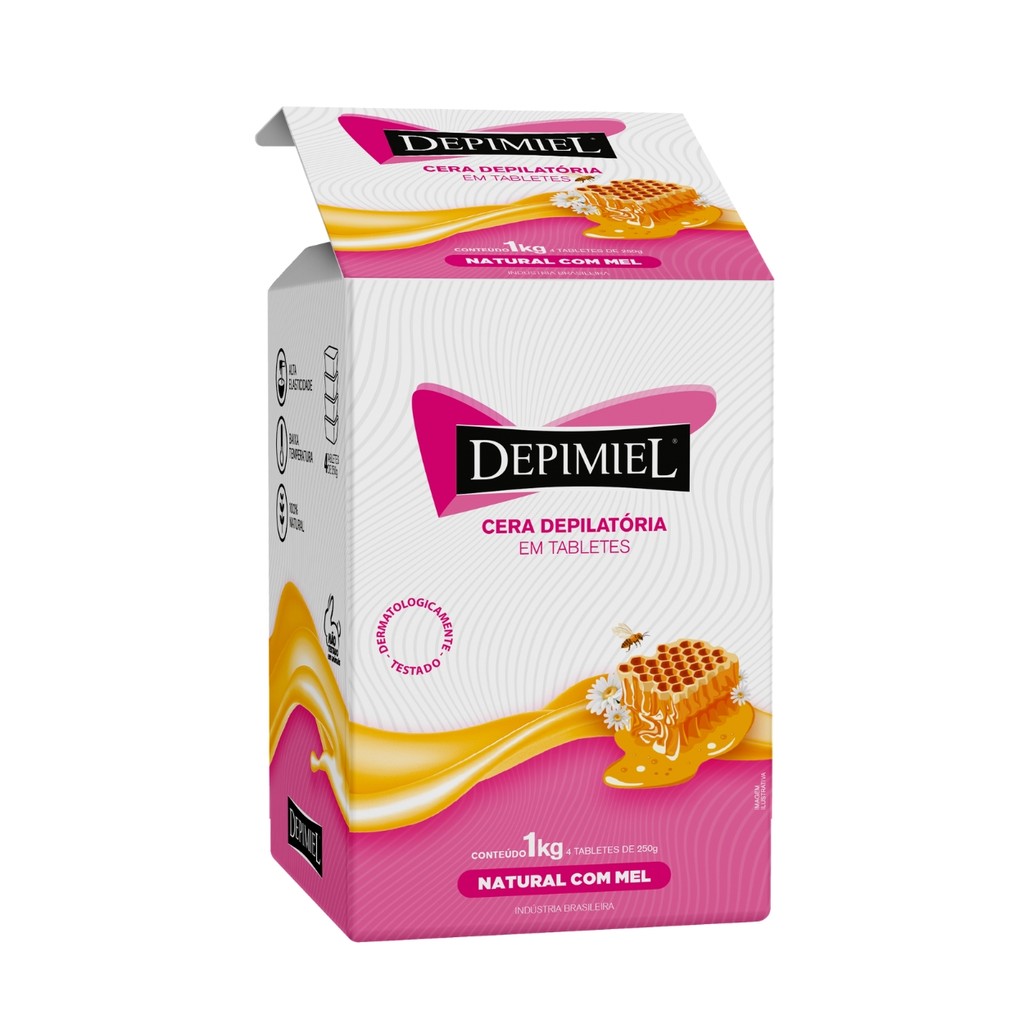 Cera Depilatória Tabletes Natural Com Mel Depimiel 1kg