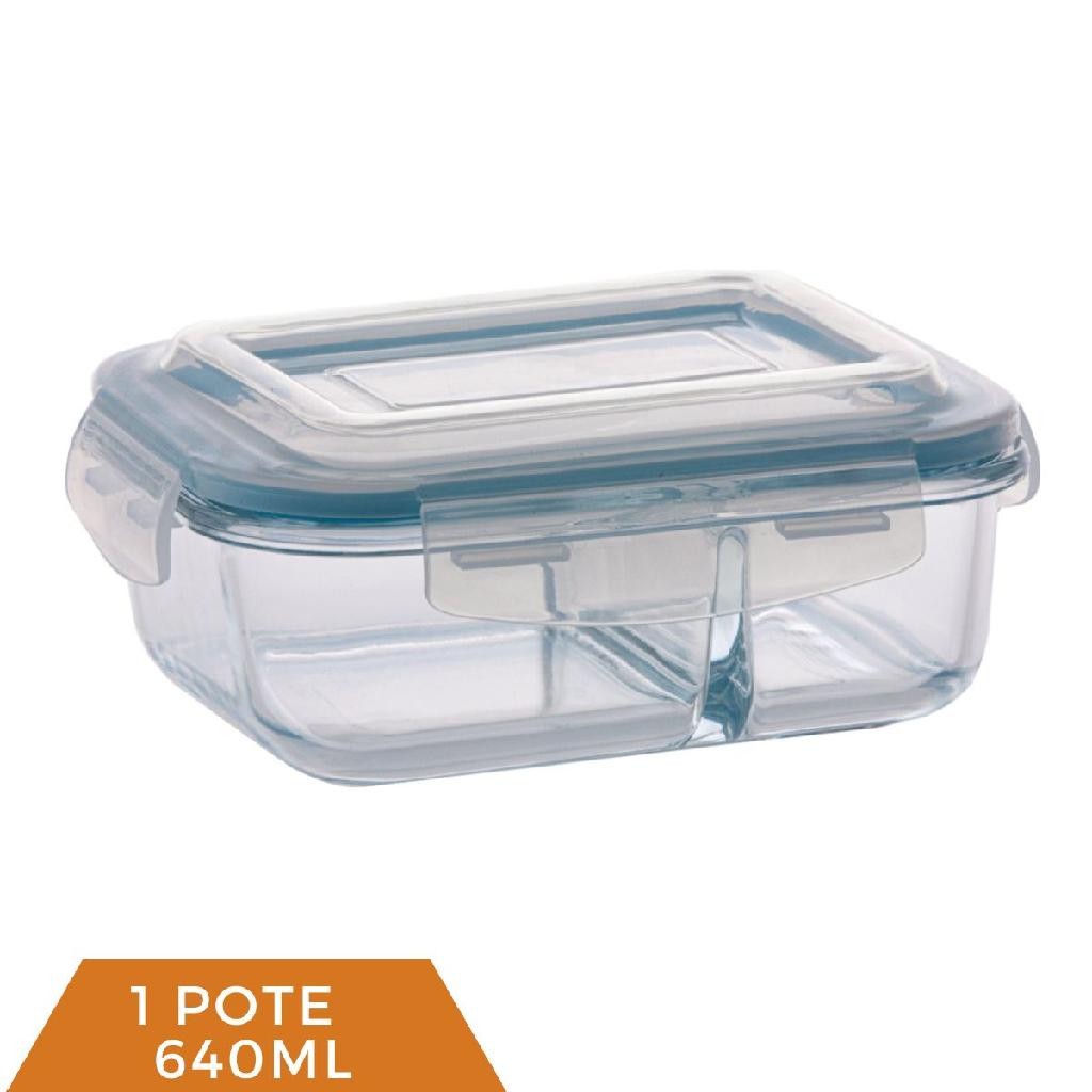Pote 640ml Divisória Hermético Marmita Fit 4 Travas- oferta em Oferta na Shopee