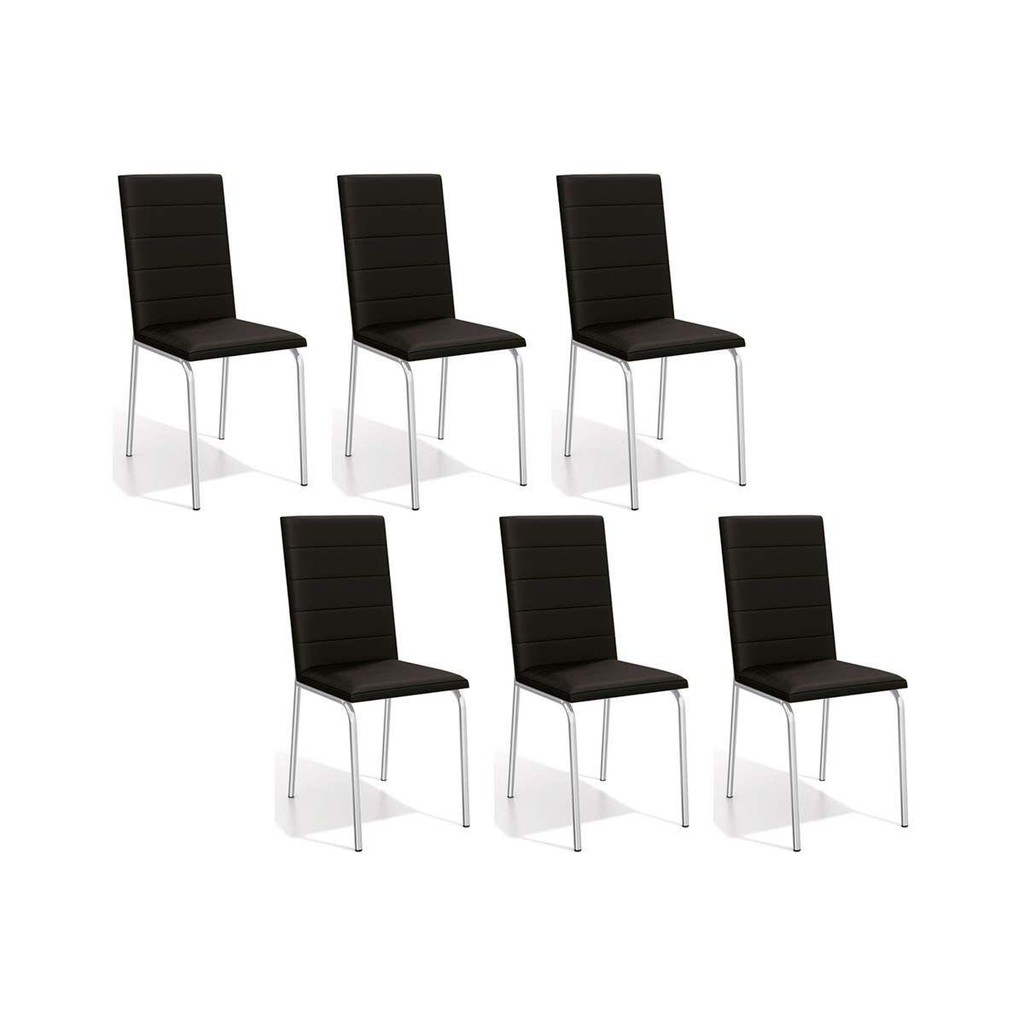 Cadeira Sala de Jantar Amsterdã C091 Kit 6 Un Cromada/Preto 110 - Kappesberg em Oferta na Shopee